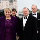 Dagens vertinne, Erna Solberg, tok i mot. Her med stortingspresident Olemic Thommessen. Foto: Jon Olav Nesvold / NTB scanpix